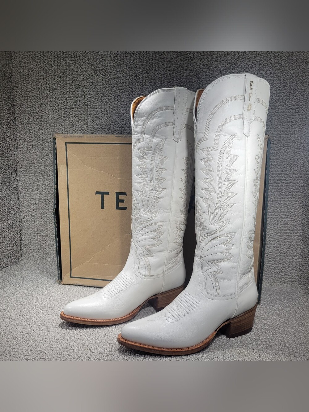 Tecovas The Abby Women's US Size 9B Snow Cowhide Leather Cowgirl Boots - Picture 4 of 14